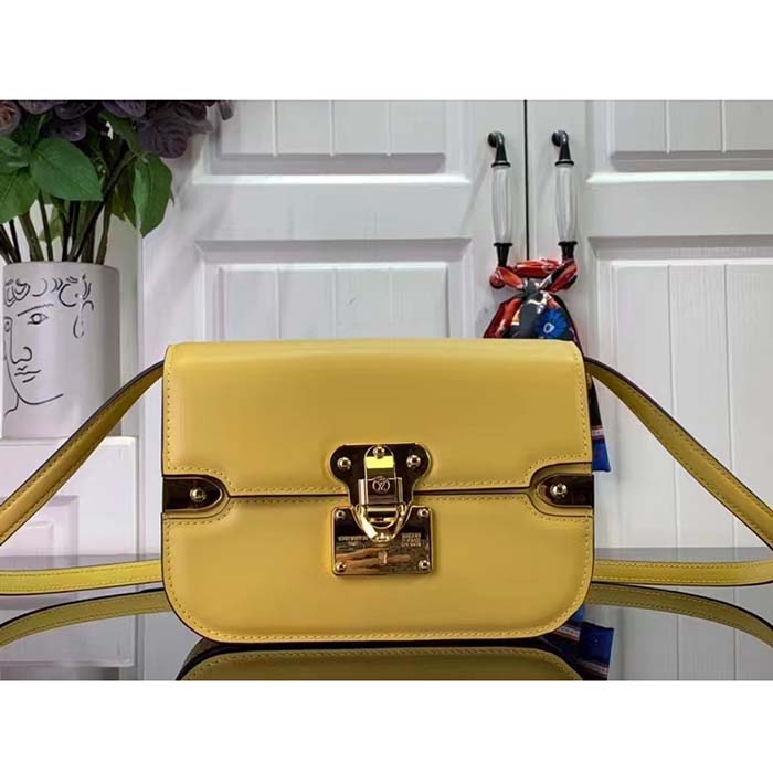 Louis Vuitton Women LV Orsay MM Handbag Yellow Cowhide Leather Flap Closure N-Lock