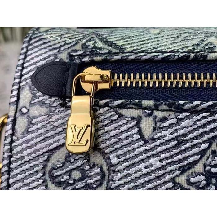 Louis Vuitton Women LV Pochette Métis East West Handbag Blue Monoglam Coated Canvas