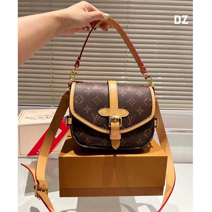 Louis Vuitton Women LV Saumur BB Monogram Coated Canvas Natural Cowhide Magnetic Closure