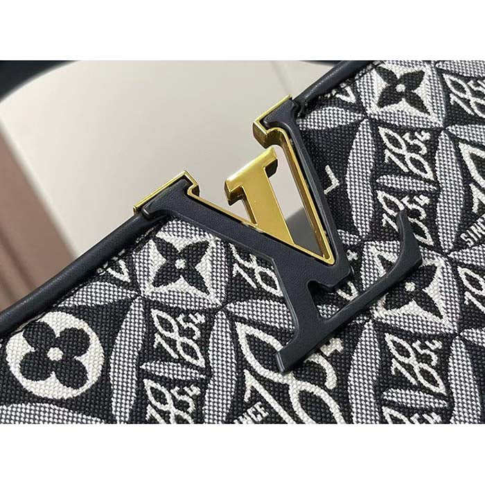 Louis Vuitton Women LV Since 1854 Capucines MM Gray Embroidered Calfskin Cowhide