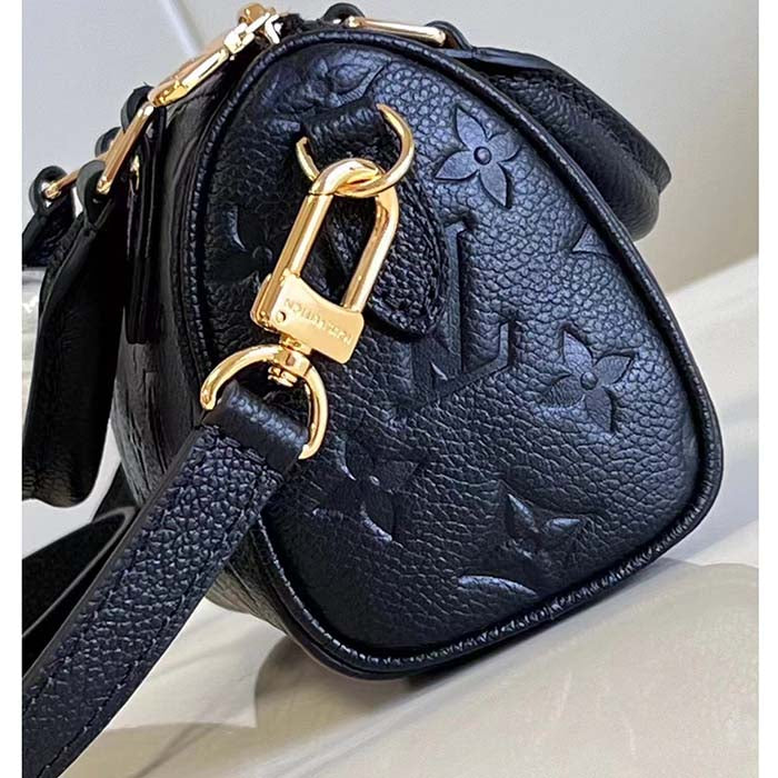 Louis Vuitton Women LV Speedy Bandoulière 20 Black Embossed Grained Cowhide Leather