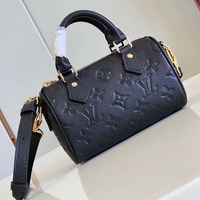 Louis Vuitton Women LV Speedy Bandoulière 20 Black Embossed Grained Cowhide Leather