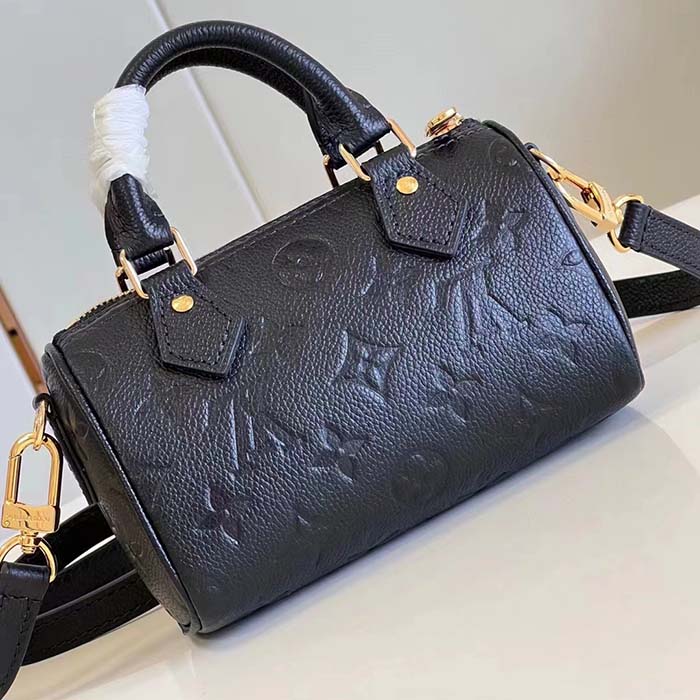 Louis Vuitton Women LV Speedy Bandoulière 20 Black Embossed Grained Cowhide Leather