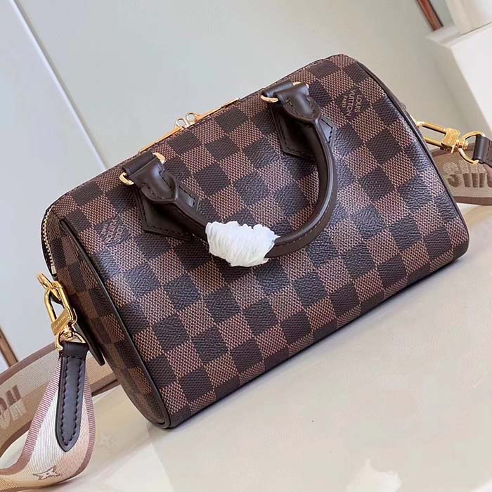 Louis Vuitton Women LV Speedy Bandoulière 20 Damier Ebene Coated Canvas Cowhide Leather