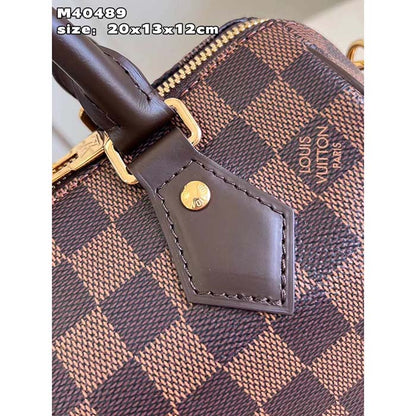 Louis Vuitton Women LV Speedy Bandoulière 20 Damier Ebene Coated Canvas Cowhide Leather