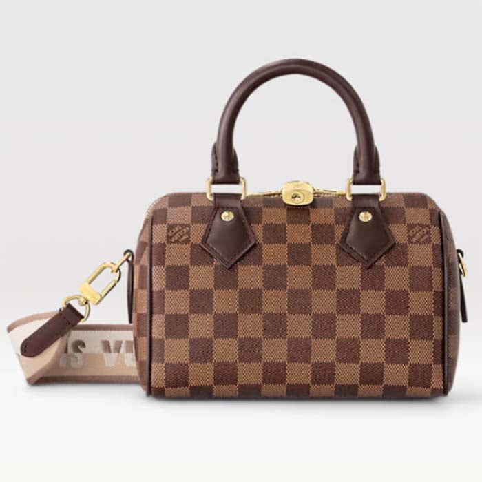 Louis Vuitton Women LV Speedy Bandoulière 20 Damier Ebene Coated Canvas Cowhide Leather