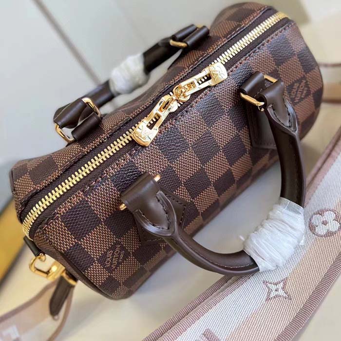 Louis Vuitton Women LV Speedy Bandoulière 20 Damier Ebene Coated Canvas Cowhide Leather