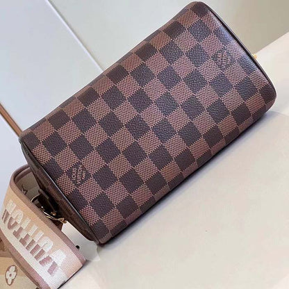 Louis Vuitton Women LV Speedy Bandoulière 20 Damier Ebene Coated Canvas Cowhide Leather