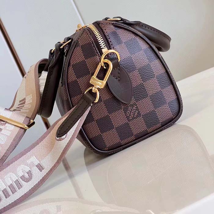 Louis Vuitton Women LV Speedy Bandoulière 20 Damier Ebene Coated Canvas Cowhide Leather