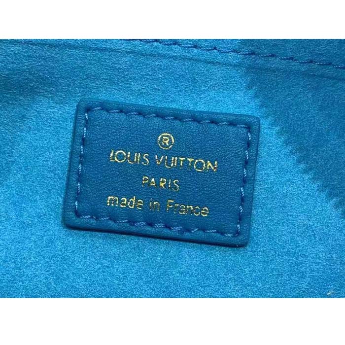 Louis Vuitton Women LV Speedy Bandouliere 20 Handbag Blue Calfskin Double Zip