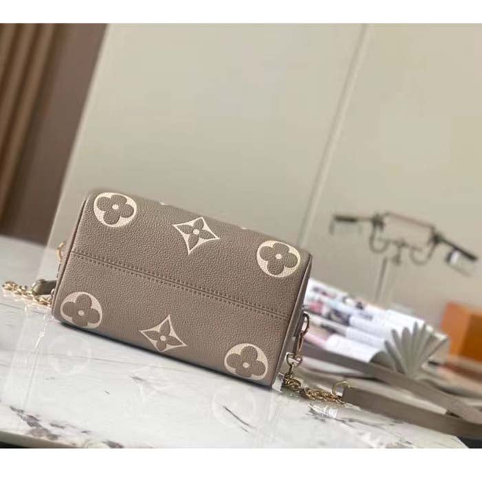 Louis Vuitton Women LV Speedy Bandouliere 20 Handbag Gray Beige Monogram Empreinte Embossed Cowhide