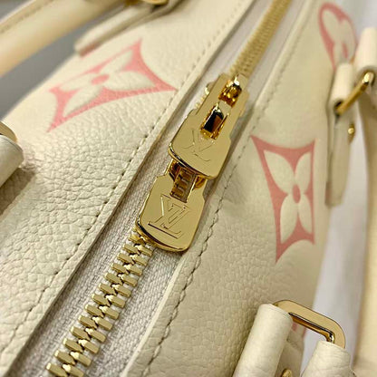 Louis Vuitton Women LV Speedy Bandouliere 20 Handbag Pink Monogram Empreinte Embossed Cowhide