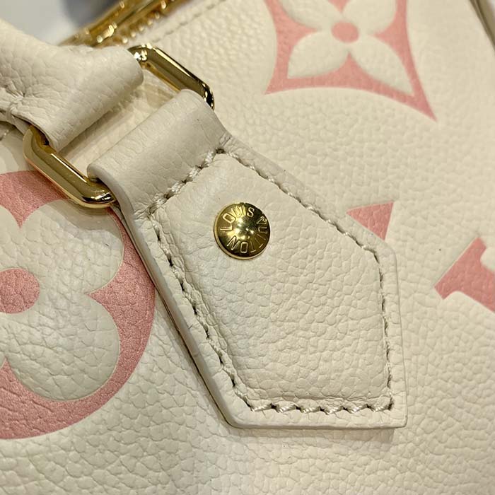 Louis Vuitton Women LV Speedy Bandouliere 20 Handbag Pink Monogram Empreinte Embossed Cowhide