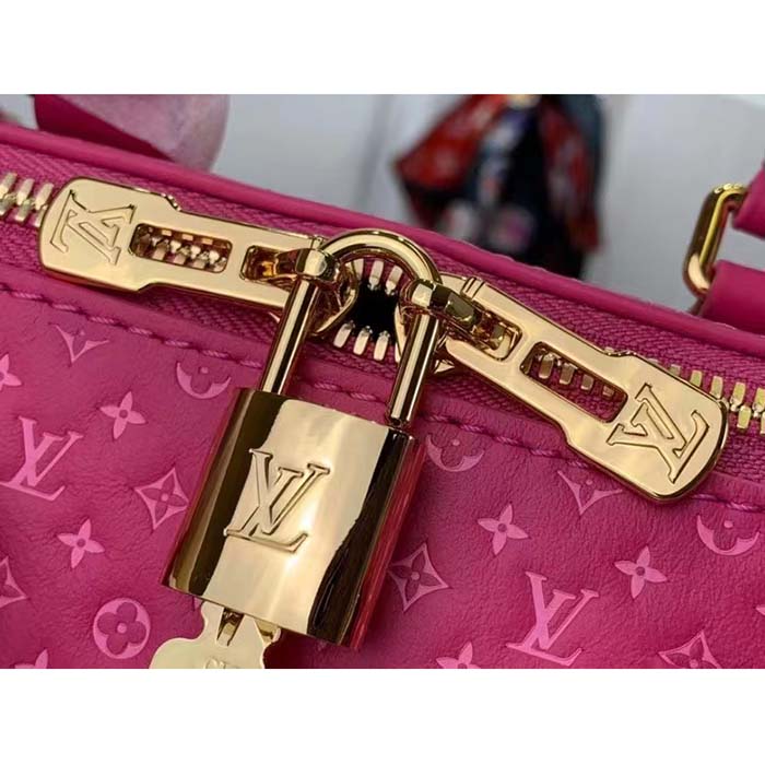 Louis Vuitton Women LV Speedy Bandouliere 20 Handbag Rose Calfskin Double Zip