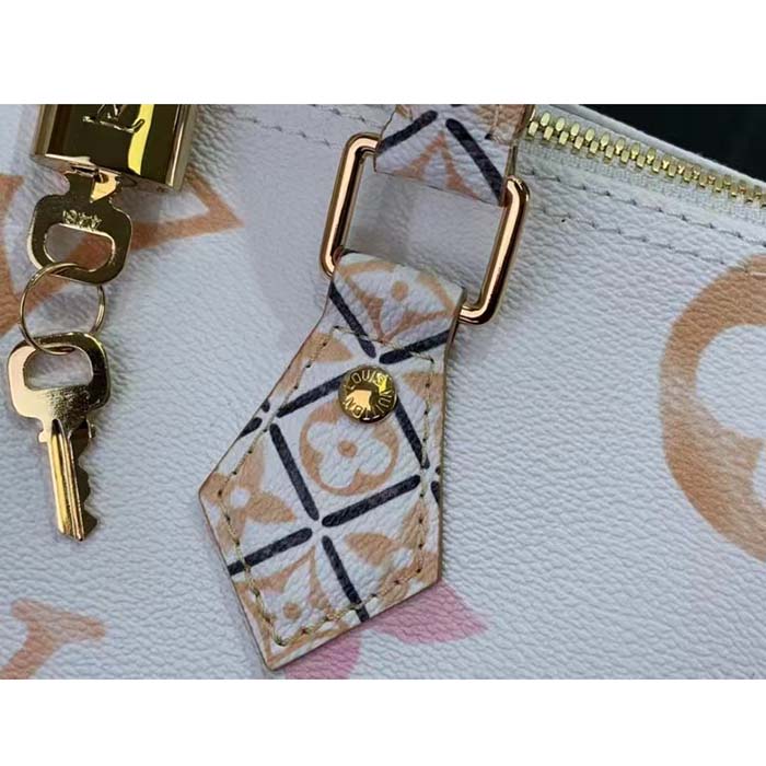 Louis Vuitton Women LV Speedy Bandoulière 25 Beige Monogram Coated Canvas Double Zip Padlock