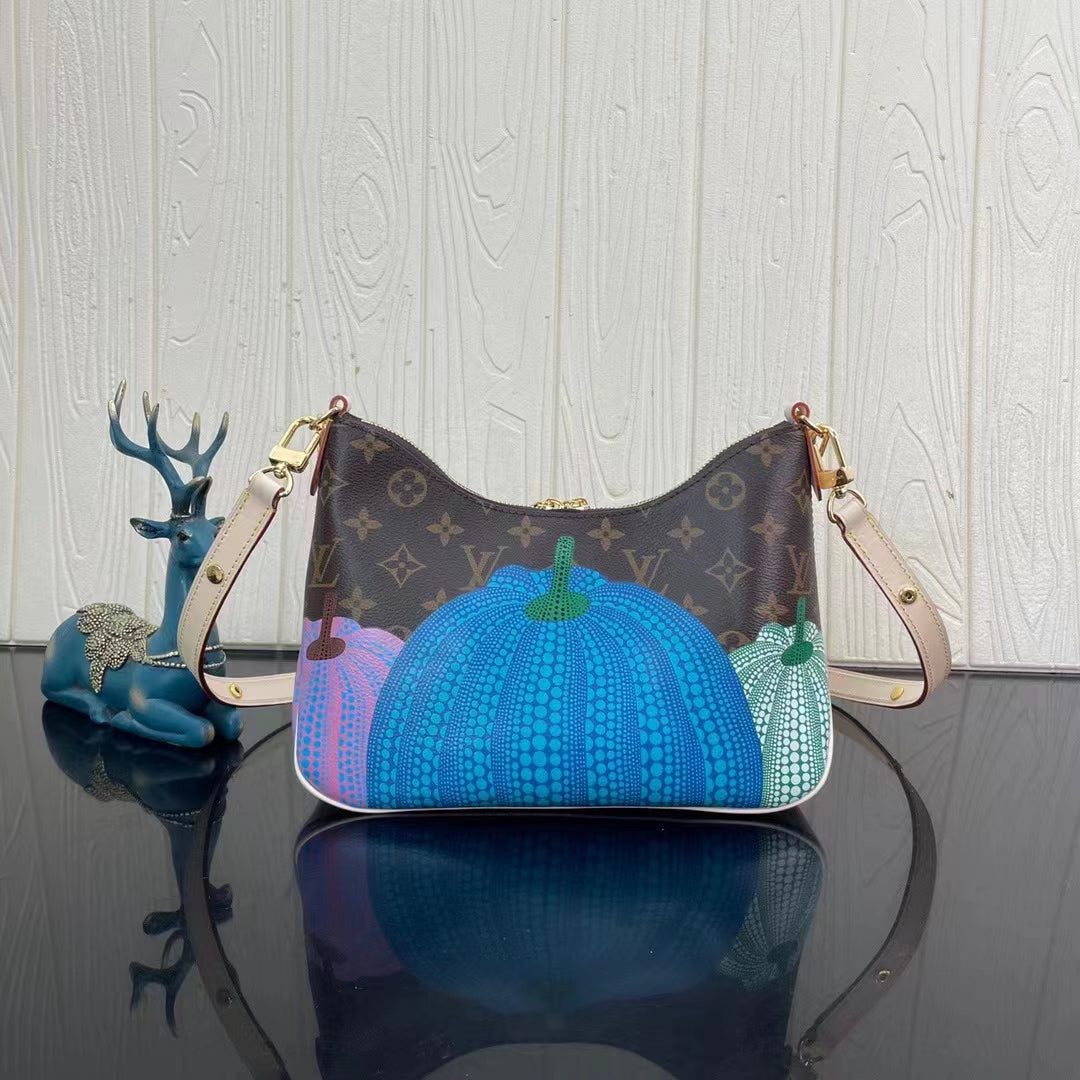 Louis Vuitton Women LV x YK Boulogne Monogram Coated Canvas Pumpkin Print Cowhide Leather