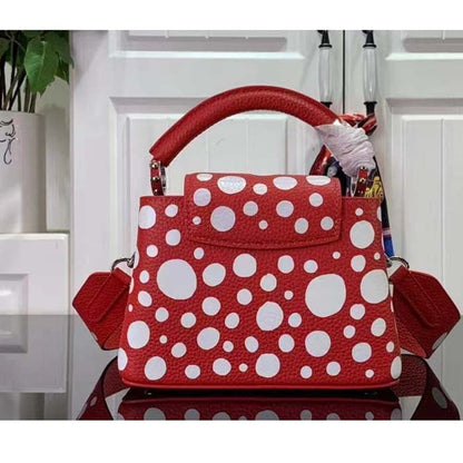 Louis Vuitton Women LV x YK Capucines Mini Red Taurillon Bull Calf Leather Infinity Dots Print