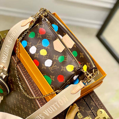 Louis Vuitton Women LV x YK Multi Pochette Accessoires Monogram Coated Canvas 3D Painted Dots