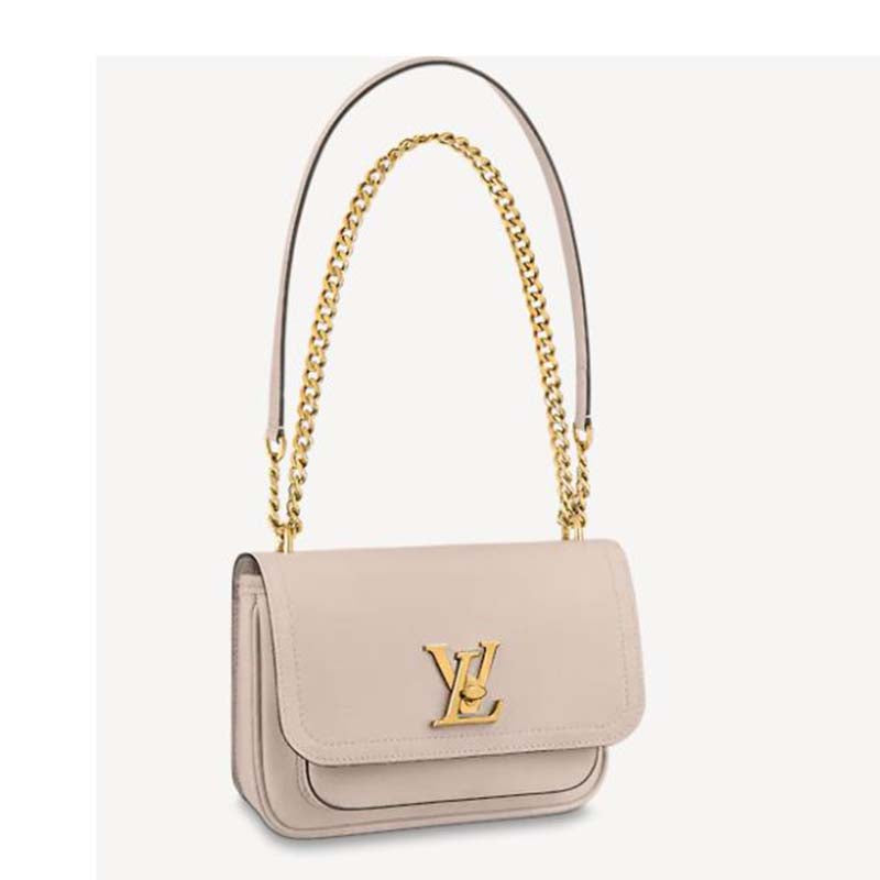 Louis Vuitton Women Lockme Chain PM Handbag Grained Calf Leather-Beige