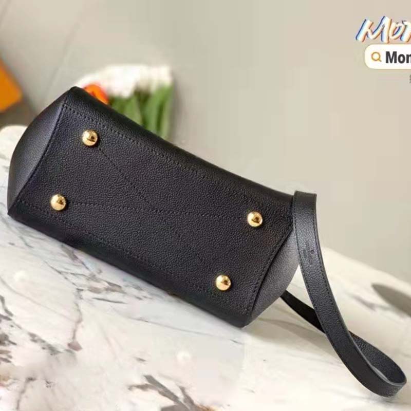 Louis Vuitton Women Montaigne BB Handbag Black Beige Embossed Grained Cowhide Leather