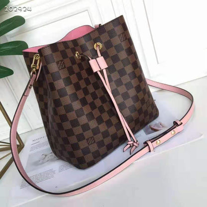 Louis Vuitton Women NéoNoé MM Bucket Bag Venus Pink Damier Ebène Coated Canvas