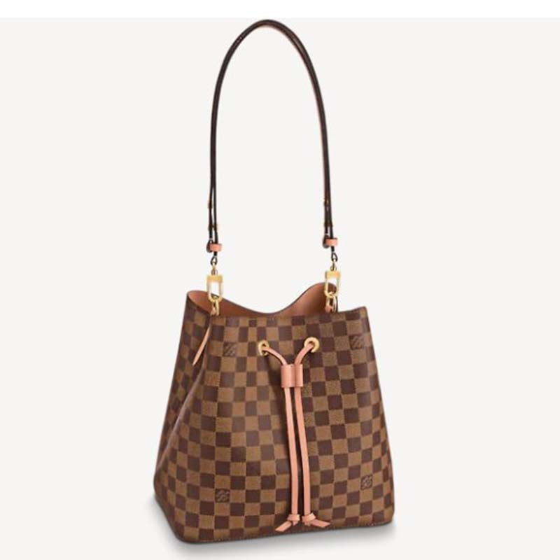 Louis Vuitton Women NéoNoé MM Bucket Bag Venus Pink Damier Ebène Coated Canvas