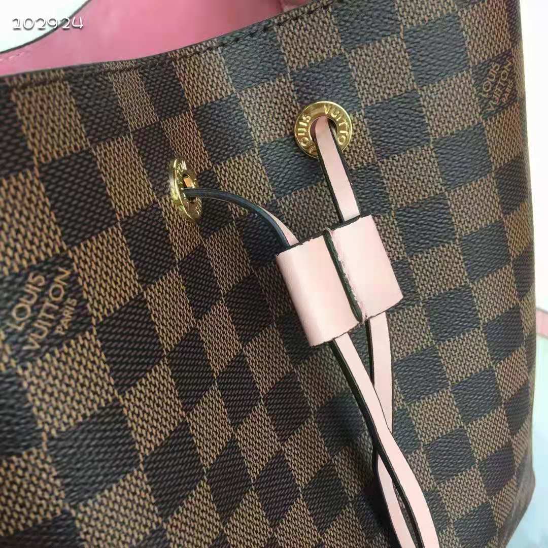 Louis Vuitton Women NéoNoé MM Bucket Bag Venus Pink Damier Ebène Coated Canvas