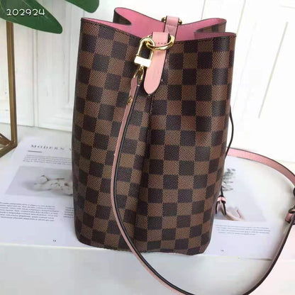 Louis Vuitton Women NéoNoé MM Bucket Bag Venus Pink Damier Ebène Coated Canvas