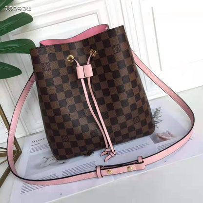 Louis Vuitton Women NéoNoé MM Bucket Bag Venus Pink Damier Ebène Coated Canvas