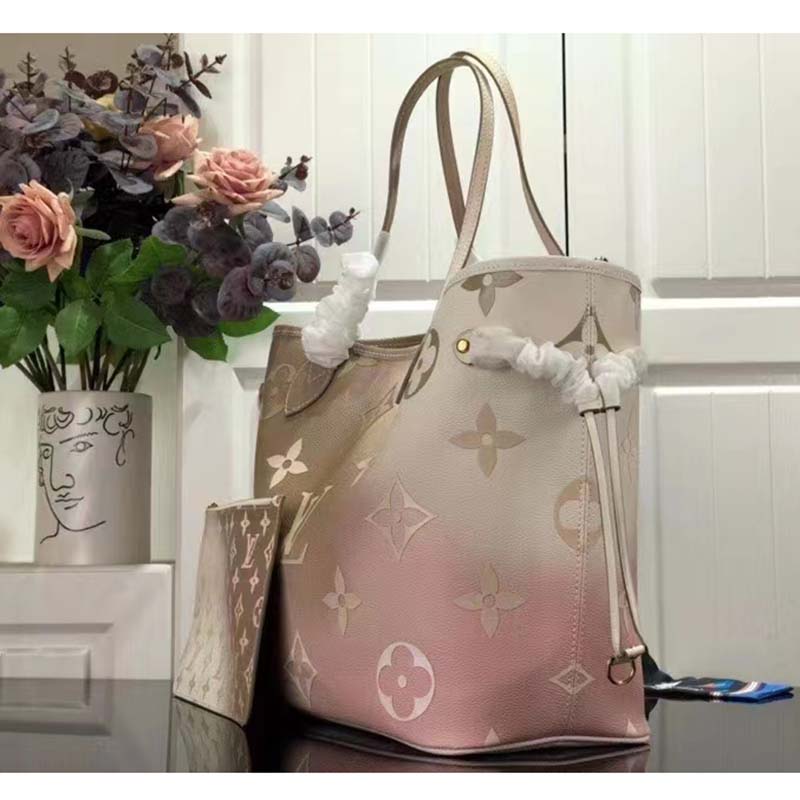 Louis Vuitton Women Neverfull MM Tote Sunset Kaki Monogram Coated Canvas
