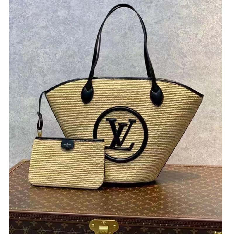 Louis Vuitton Women Saint Jacques Black Synthetic Knitted Raffia Cowhide Leather