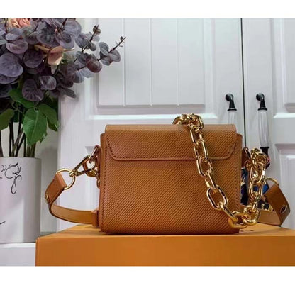 Louis Vuitton Women Twist Lock XL Gold Brown Epi Cowhide Leather Microfiber