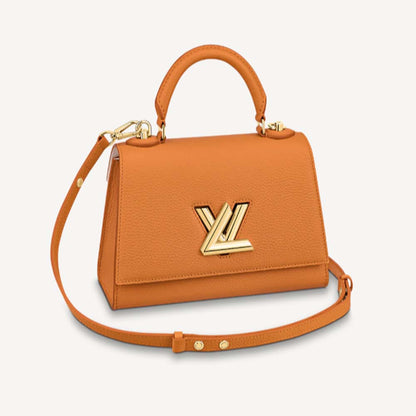 Louis Vuitton Women Twist One Handle PM Handbag in Taurillon Leather-Brown