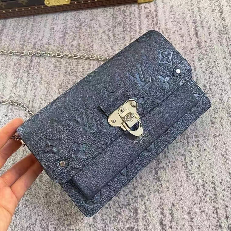 Louis Vuitton Women Vavin BB Blue Embossed Supple Grained Cowhide Leather
