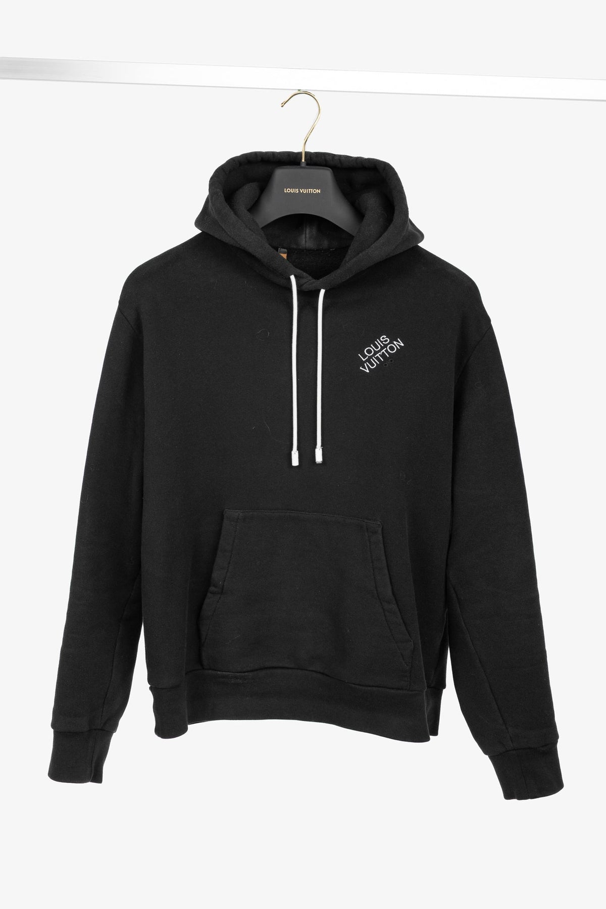Louis Vuitton Black Embroidered Signature Cotton Hoodie