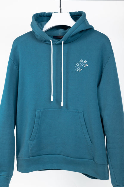 Louis Vuitton Pigeon Blue Embroidered Signature Cotton Hoodie