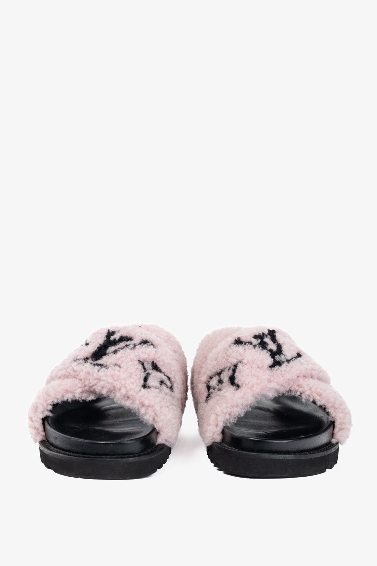 Louis Vuitton Paseo Pink Shearling Monogram Slingback Sandals