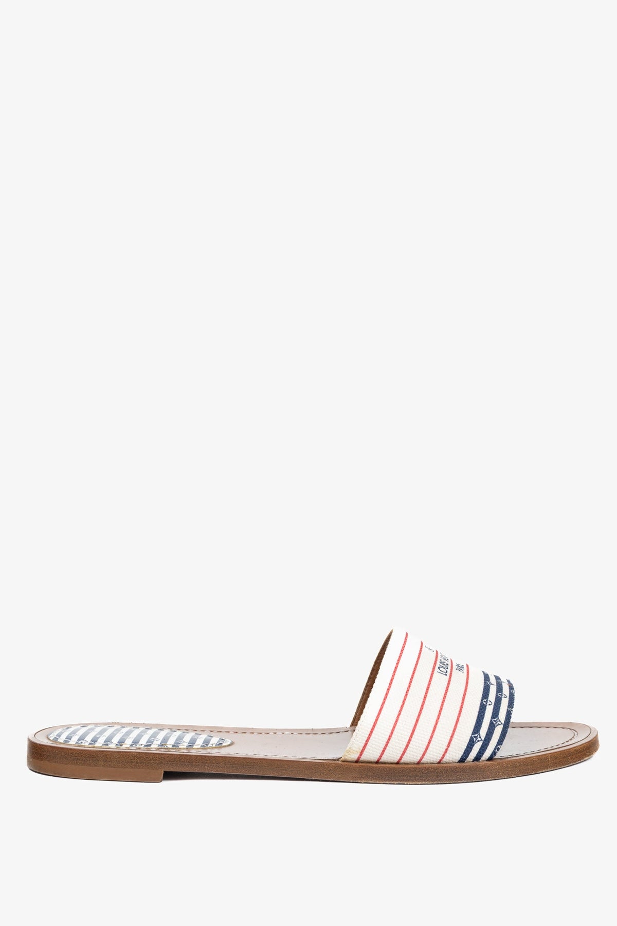 Louis Vuitton Escale Lock It Bleu Normal Striped Flat Mule Sandals