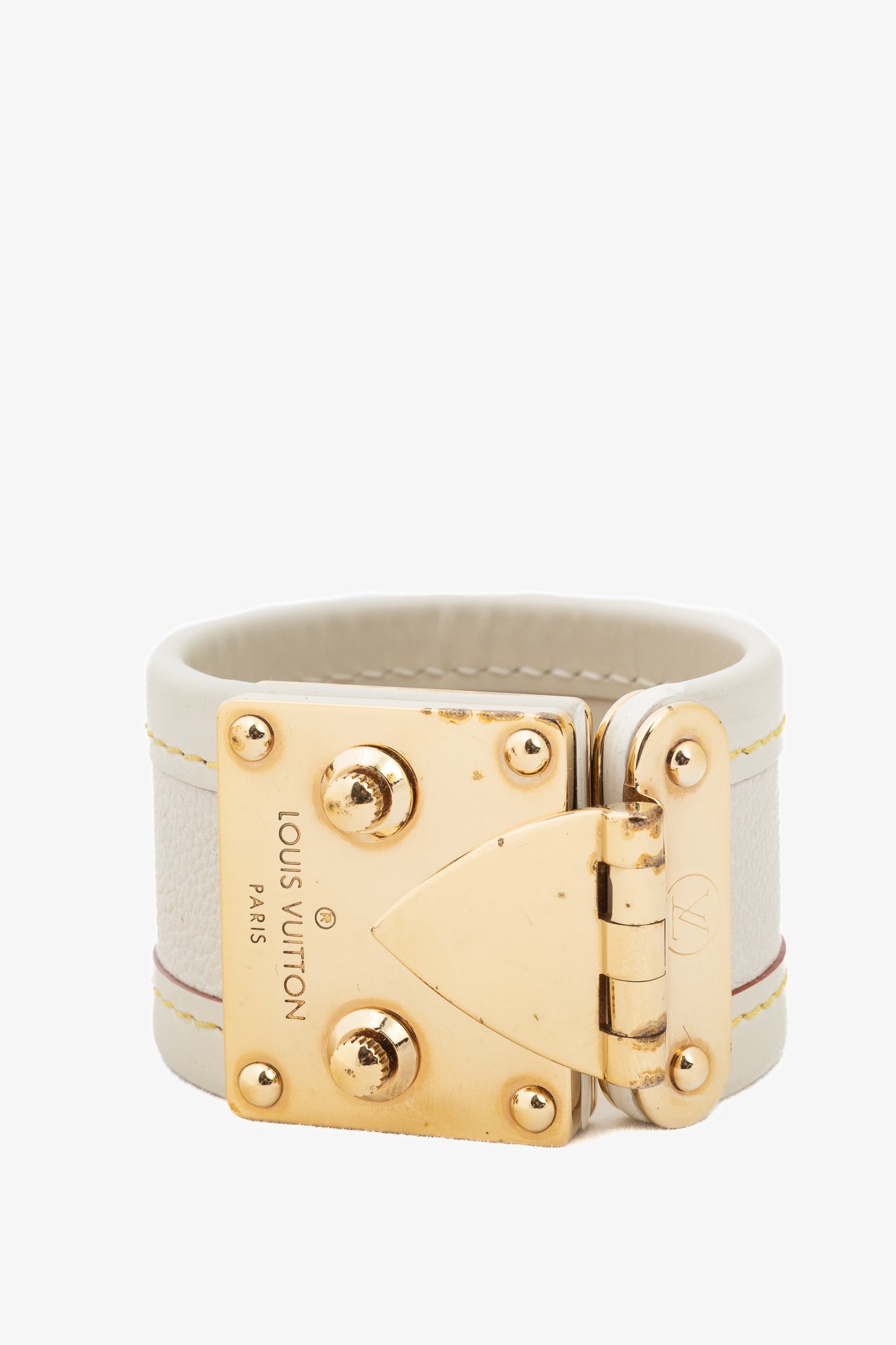 Louis Vuitton Suhali White Leather S-Lock Bracelet