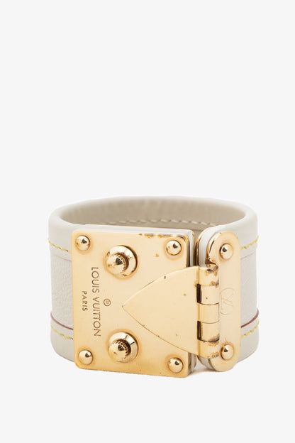 Louis Vuitton Suhali White Leather S-Lock Bracelet