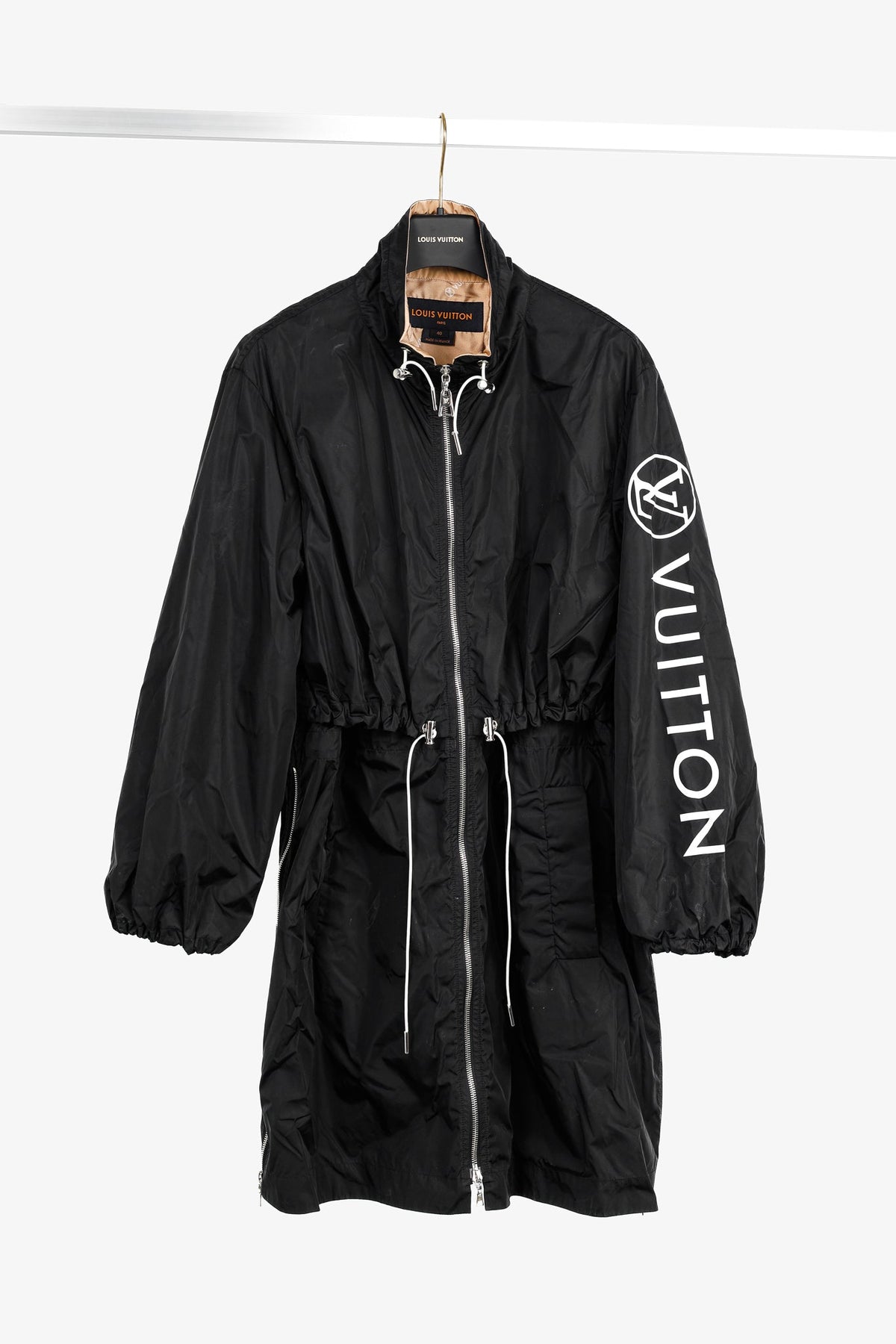 Louis Vuitton Noir Nylon Logo-Print Sporty Long Parka