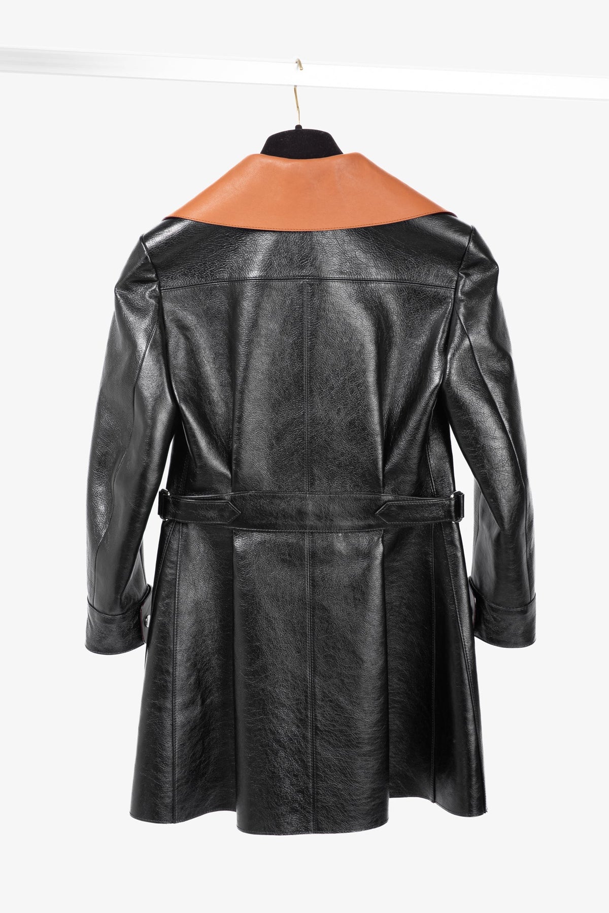 Louis Vuitton AW/14 Runway Black Calfskin Leather Snap Coat