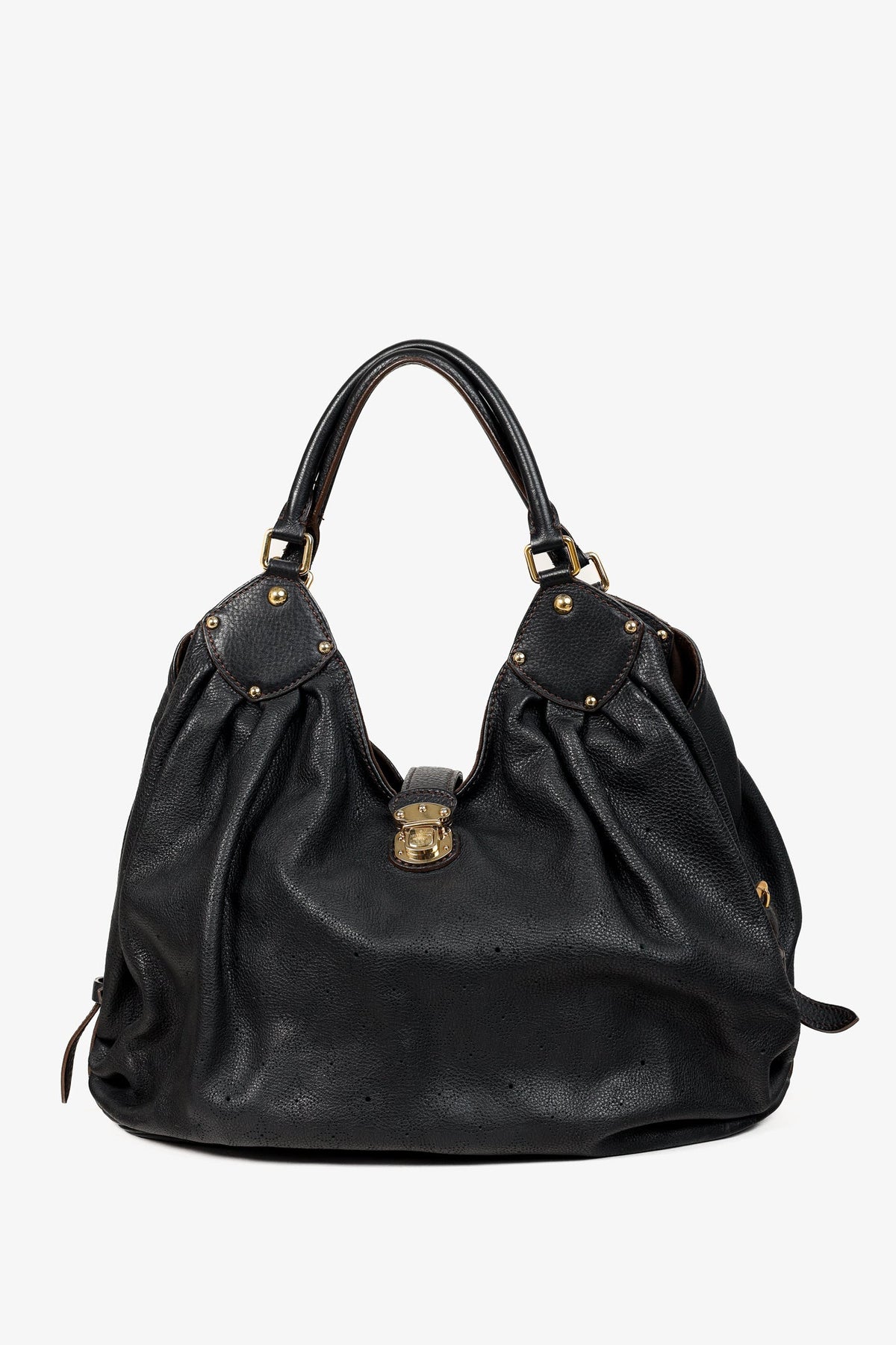 Louis Vuitton Mahina L Black Perforated Monogram Leather Hobo