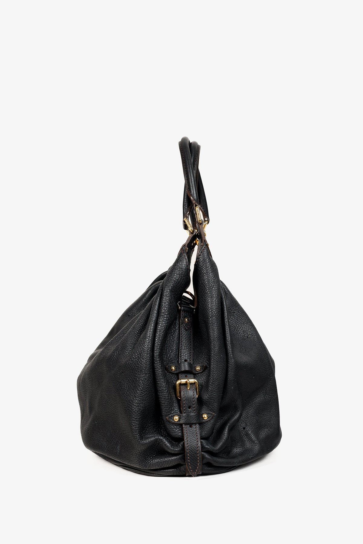 Louis Vuitton Mahina L Black Perforated Monogram Leather Hobo