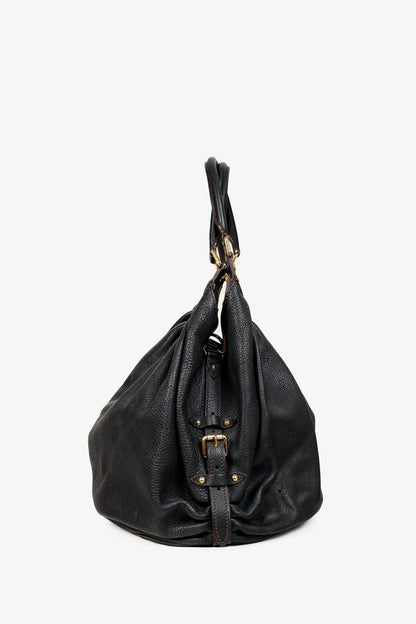 Louis Vuitton Mahina L Black Perforated Monogram Leather Hobo