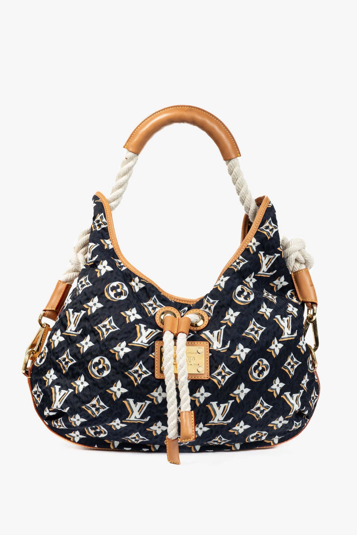 Louis Vuitton Cruise 2010 Bulles MM Navy Nylon Monogram Rope-Tassel Hobo Bag