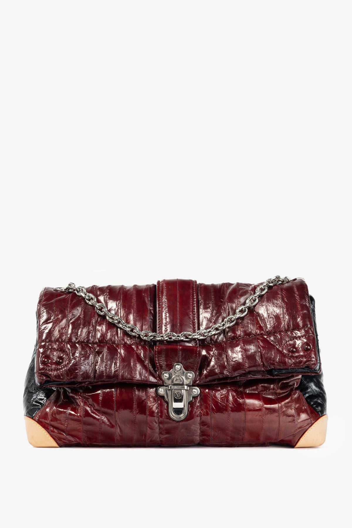 Louis Vuitton SS/15 Runway Cloud Clutch GM Burgundy Eelskin Foldover Bag