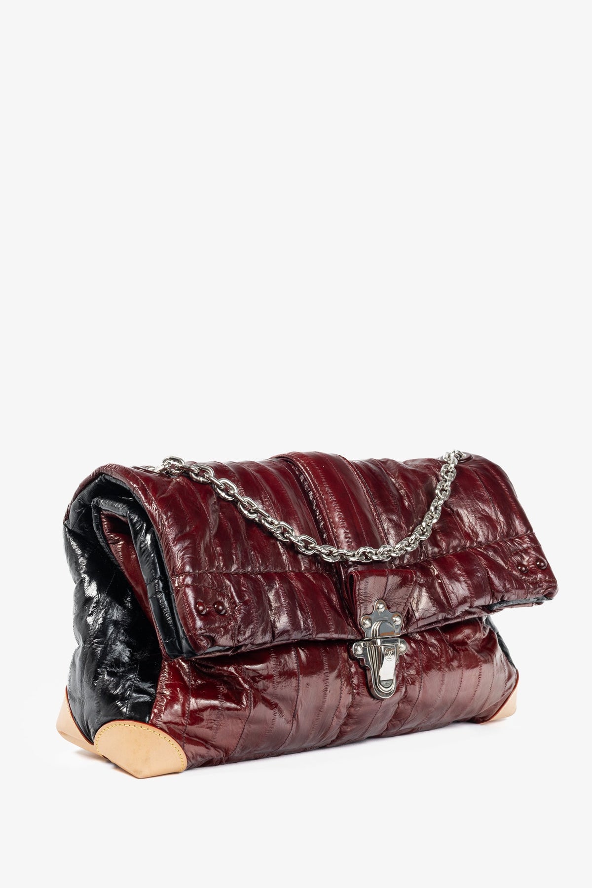 Louis Vuitton SS/15 Runway Cloud Clutch GM Burgundy Eelskin Foldover Bag