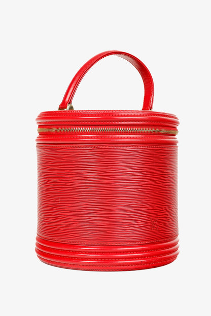Louis Vuitton Epi Cannes Castilian Red Leather Round Handbag