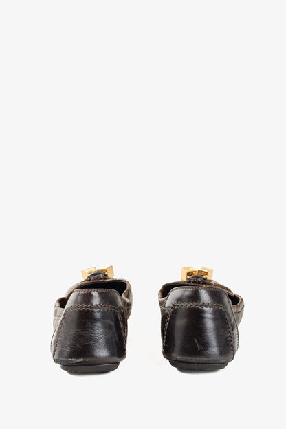 Louis Vuitton Lovely Golden-Cube Ballet Driving Flats in Brown Monogram